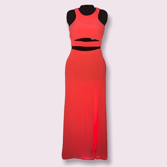 La Femme Coral Prom Dress Size 4 Petite - Picture 2 of 11